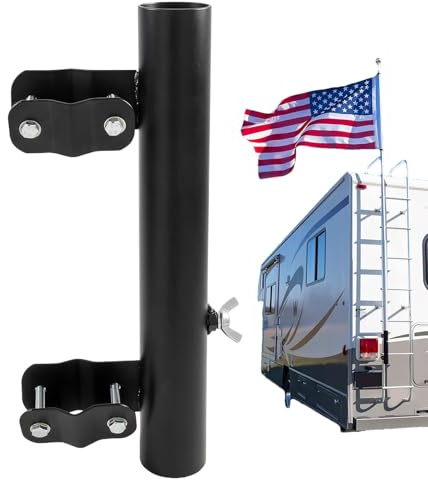 Flagge für Wohnmobile, hohe Widerstandsfähigkeit: Stoßfänger aus Stahl, rostfrei, langlebig, verstellbar, Fahnenmast