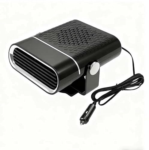2-in-1 Tragbare Autheizung, Tragbare 12V Heizlüfter Auto,- 360° Drehung & Doppelspannung (12V/24V) für Schnelles Entfrosten und Heizen, für Wohnmobil Camper LKW PKW (Schwarz,12 V)