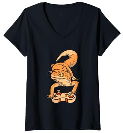 Womens Gargoyle Gecko Reptile Lover | Funny Lizard Pet Owner V-Neck T-Shirt