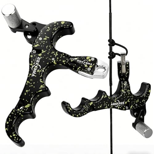 ZSHJGJR Bogenschießen Compound Bogen Release Aids 4 Finger Aluminiumlegierung Compound Bogen Release Einstellbare Empfindlichkeit Caliper 360 Grad Klemmkopf