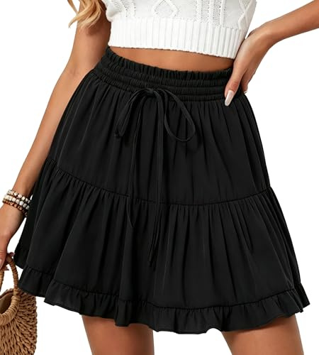 Neteson Minifalda Falda Mujer Sexy Falda Corta Plisada con Volantes Fiesta | Elástica Vestido con Pantalón Faldas Shorts Playa Skater Danza