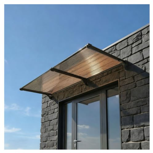 Fönstermarkis Dörrkapell, Överhängsmarkis i polykarbonat，Dörrmarkiser Exteriör - Uv/regn/snöbeständig design - Robust utomhusmarkis for verandor, uteplatser och däck(130x140cm/51x55in)