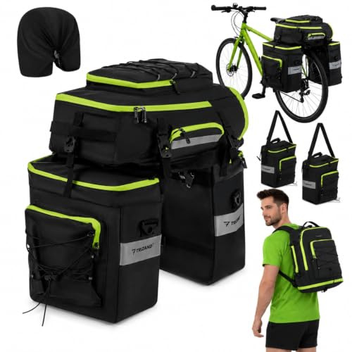 Stalco Fahrradtasche 3-in-1 Multifunction wasserdichte Gepäckträgertasche Große Kapazität 65L Radfahren Gepäckträger Tasche hinten Fahrrad Rucksack Reisetasche mit Regenschutz, Damen & Herren