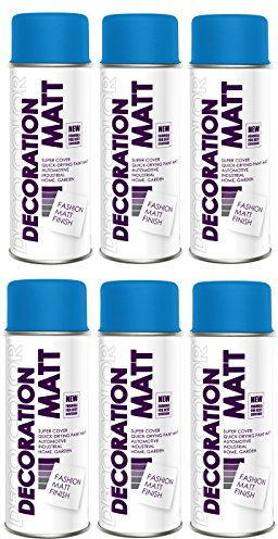 Deco Color 6er Sparpack DC Lackspray matt 400ml nach RAL freie Farbauswahl (6 Dosen in himmelblau MATT RAL 5015)
