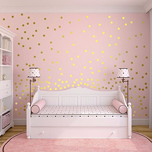 Slivercolor Gold Punkt Aufkleber,Herausnehmbarer Dot Aufkleber,Wandtattoo Punkte für Kinderzimmer Deko, 1,2 Zoll, 216 Punkte
