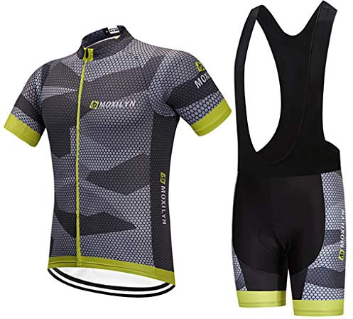 Moxilyn Herren Radsport Hemd Langarm Radtrikot Jersey Jacke + 9D gefütterte Hose Winddicht Atmungsaktiv Schweißabsorbierend Schnell Trocknend