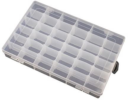 Perlin Perlenbox Sortierkiste Kunststoff Container Materialbox Sortimentskasten Sortimentsboxen 5XL großer Sortierbox mit 36 Fächern 27cm für die Schmuck, Perlen Nailart Kosmetik