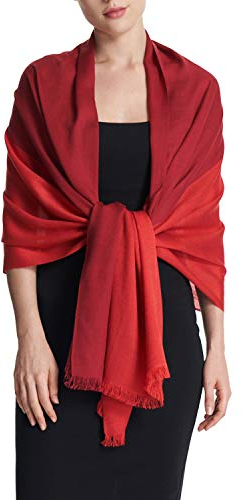 EURKEA Damenschal, Pashmina, seidig, weich, Stola für Abend, Hochzeit und Geschenk, Weinrote Mischung, Einheitsgröße