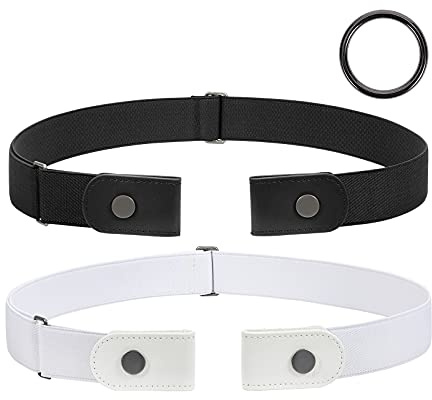 JasGood 2 Stück Herren Schnallenfreier Elastischer Gürtel Ohne Schnalle, Schnallenloser Unsichtbarer Gürtel für Herren 3,5cm Breite