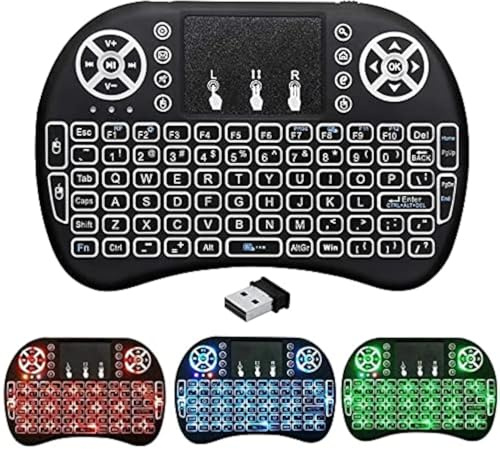 BIFANS 2.4G Mini Wireless Keyboard with Touchpad Mouse, Upgraded Multi Backlit, Portable Rechargeable Remote Control with USB Receiver for Android Smart TV Box HTPC Pad XBOX Windows Mac