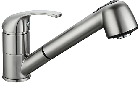 Edouard Rousseau - Mitigeur Évier BAGO Inox - Douchette Extractible 2 Jets - Flexible Double Agrafage