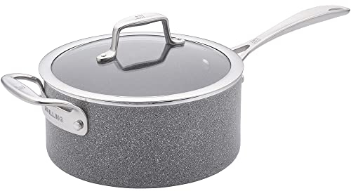 ZWILLING Vitale Antihaft-Kochtopf mit Griffhelfer und Deckel, Aluminium, kratzfest, hergestellt in Italien, Grau