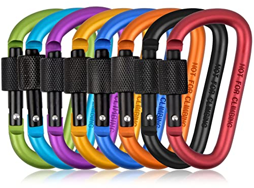 8 Stück Karabinerclips Schraubverschluss Karabinerhaken Karabiner Schlüsselanhänger Aluminium Schraubkarabiner D Form Karabiner Schnapphaken Mini Karabiner für Rucksack Camping Angeln Wandern Reisen