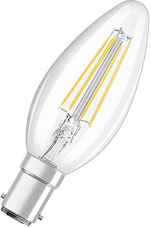 OSRAM LED Star Classic B40 LED Lampe für B15d Sockel, Kerzenform, Filament-Optik, 470 Lumen, warmweiß (2700K), Ersatz für herkömmliche 40W Glühbirnen, nicht dimmbar, 1er-Pack