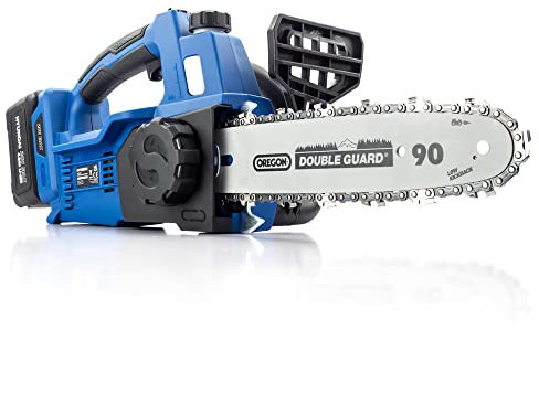 Hyundai 20V 10 Brushless Cordless Chainsaw with 4.0Ah Lithium-ion Battery & Charger – Lightweight, Powerful Electric Chain Saw with Up to 52min Runtime