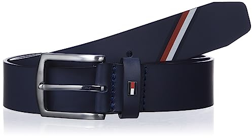 Tommy Hilfiger Herren Gürtel Denton 3,5 cm Corporate Ledergürtel, Blau (Space Blue), 80