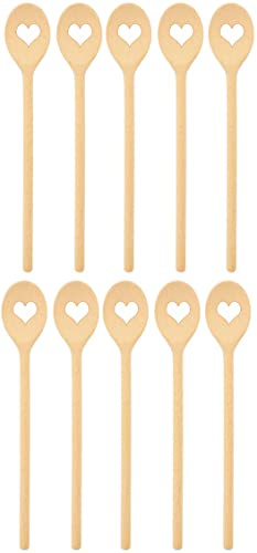 teemando® 10 X stabiler Marken-Kochlöffel aus Holz mit Herz, 30 cm, ovaler Kochlöffel zum Kochen und Backen, unkaputtbar bei normaler Anwendung