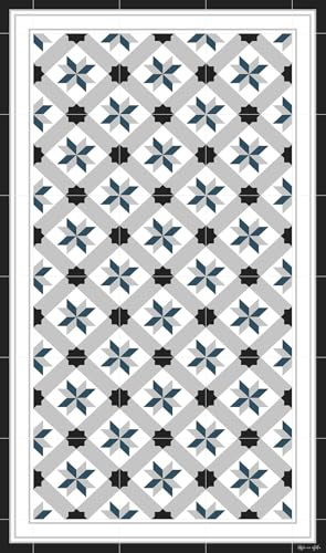 DobleUve Estudio Alfombra Vinílica Hidráulica 23 | Color Negro | 200x200 cm | Alfombra Cocina Lavable Antideslizante | Alfombra Vinilica | Suelo Vinílico | Alfombra Vinilo Salón