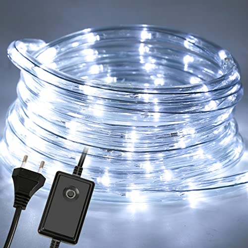 Ansobea LED Lichterschlauch Außen, 20m 480 Lichtschlauch außen, Wasserfest LED Schlauch, mit Timer & 8 Modi Lichtschlauch,für Außen Innen Party Hochzeit Weihnachten Dekolicht (Kaltweiß)