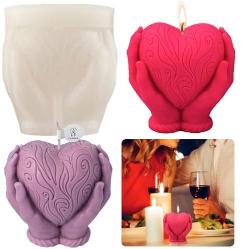 Silikonform Kerzenform Herz Form Liebe in den Händen, 3D Herz Gießform DIY Seifenform