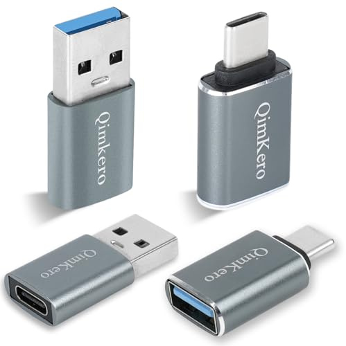 QimKero USB C OTG Adapter Set - [2X Type C Female to USB A Male + 2X USB C Male to A Female] - Compatible with iPhone 15/14/13/12 Pro Max, AirPods Pro 2, Apple Watch, iPad Pro, Samsung S23/S22, PS5