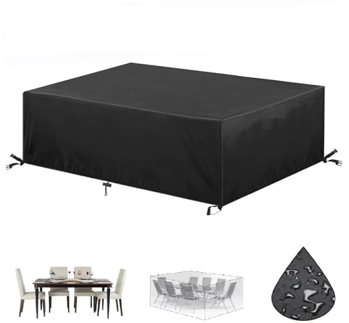 HOLEILUCK Gartenmöbel Abdeckung 260x210x85cm Palettenabdeckung Abdeckung Gartenmöbel Multi Größe Schutzhüllen Für Gartenmöbel Balkontisch Wetterfest Anti-Uv -Schwarz Schutzhülle Gartenmöbel