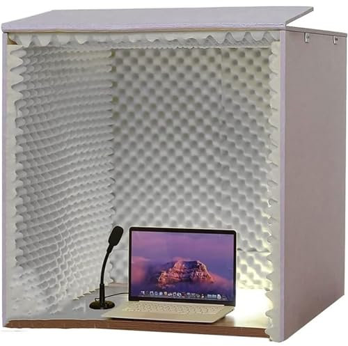 HSRG Portable Soundproof Booth, Big Space Desktop Soundproof Cover, Self Made Sound Booth Box, Microphone Soundproofing Acoustic Foam Panel, for Desktop Studio Vocal Audio Music Recording