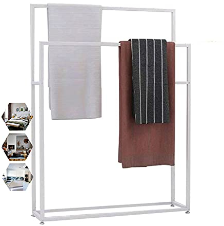 Exquisites Badezimmer-Regal, bodenstehender Handtuchhalter für Badezimmer, 2 Etagen, freistehender Handtuchleiter, Metall-Handtuchaufhänger, allein für Dusche, Küche, Badewanne, Stern des Lichts