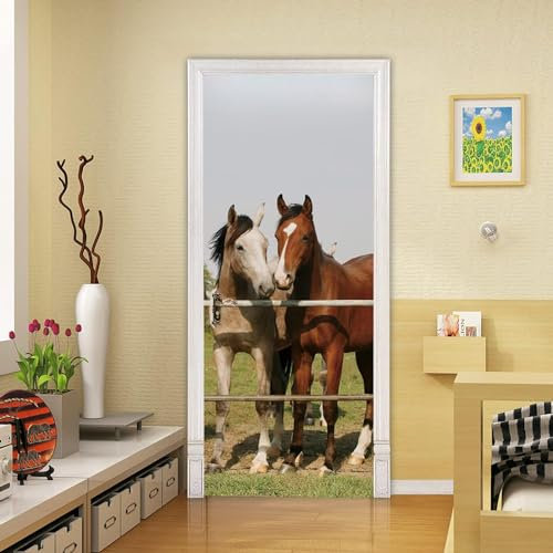 3D Türaufkleber Weidetier Pferd 90 X 200 Cm Türtapete Selbstklebend Türposter - Fototapete Türfolie Poster Tapete Meer Aufkleber Diy Selbstklebende Wandbild Pvc Wasserdichte Tapete -2Y2Y5C3M4H4Y9V1J7K