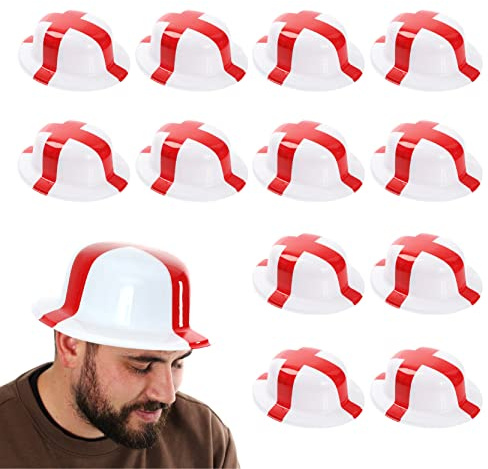 I LOVE FANCY DRESS England Bowler Hats - Plastic Bowler Hats with English Flag Design - Fun Novelty Accessory for England Football Fans, Supporters & Match Day Events