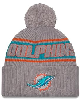 New Era Miami Dolphins NFL 2024 Sideline Sport Knit Grau Bommelmütze - One-Size