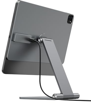KU XIU X33 PRO MAX Soporte de Carga Inalámbrica Magnética Solo para iPad Pro 11 M4 2024, Soporte de Aluminio Plegable, Soporte Ajustable 360° para Escritorio con Cable USB-C de 1M para iPadPro 11 M4