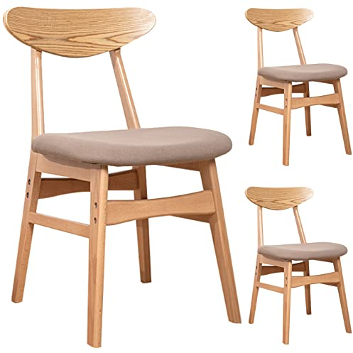 YinhaFongeu Massivholzstühle Möbel Kücheninsel Esszimmerhocker 2 Stück, Rückenlehne und wissenschaftliches Stoffkissen, Sitzhöhe 43 cm (Farbe: Braun)