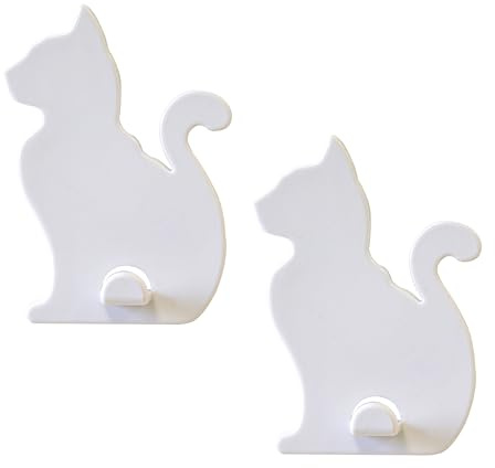 KalaMitica - Set mit 2 Aufhängern für magnetische Wandtafeln mit starkem Magnet - Weiße Katzen