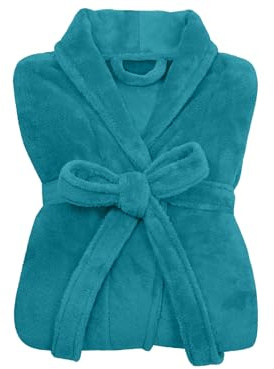 npluseins Peignoir de bain en polaire moelleuse avec col châle – Femme & Homme, XXL, Pétrole
