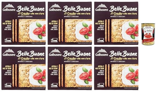 Galbusera Bellebuone, craquelins avec avoine et graines de tournesol, chia et citrouille, 6 x 200 g + Italian Gourmet Polpa 400 g