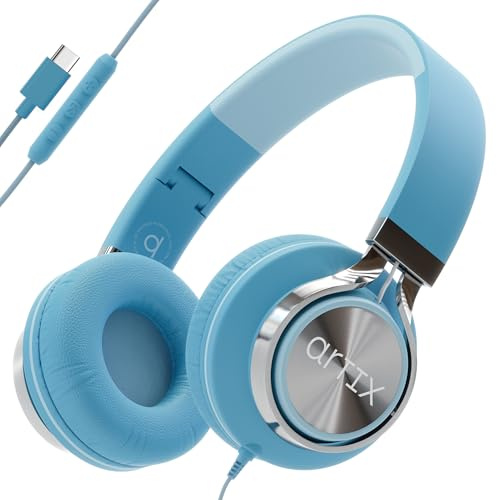 ARTIX CL750 USB C Wired Headphones with Mic and Volume Control Noise Isolating Computer On-Ear Headphones with Wire, Plug In Headset for Laptop, Corded Headphone (USB C) for iPhone 15-17