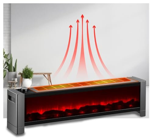 WXJHNYBS Radiatore Elettrico ， Funzione di Cronometraggio Finto Camino Energia Eolica Regolabile su 2 Livelli, Effetto Fiamma 3D Caminetto Finto Decorativo Ufficio della Camera da Letto