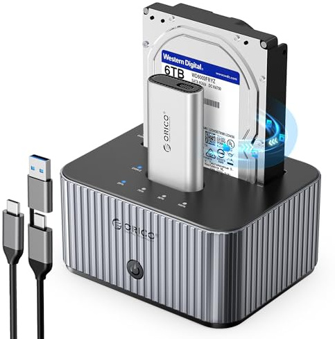 ORICO Hard Drive Docking Station 10Gbps for NVMe SSD & SATA 3.5 HDD with Bidirectional Cloning Type-C Hybrid Docking Station with Independent Aluminum Heat Sink