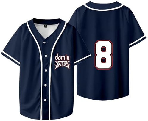 Outofgas SKZ Domin ATE World Tour 8 Baseball Jersey Bangchan LeeKnow Hyunjin Felix Unisex Fashion Short Sleeve, Blue, M