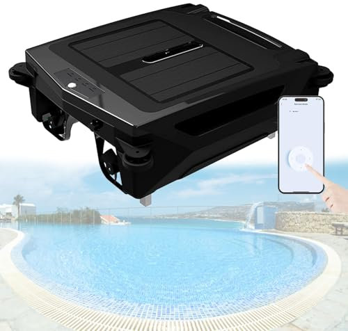 Skimmer robótico automático de piscina con control de aplicación, modos de carga duales para limpieza continua de superficies, prevención inteligente de obstáculos para todos los tipos de piscinas
