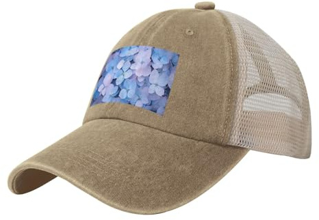 WZYCWB Casquette de baseball motif hortensia noire en maille respirante réglable et antidérapante, naturel, taille unique