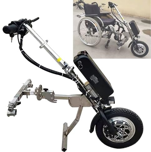 500W elektrische Handbike-Rollstuhlbefestigung, elektrisches Rollstuhl-Befestigungsset, mit 3-Gang, Stoßdämpfersystem, 48V 17Ah Batterie, B