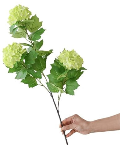 Fiori Finti, Ortensie Finte Realistiche Bouquet di ortensie artificiali a 3 teste, fiori di ortensia in seta finta, floreali estivi for la casa, centrotavola for matrimoni, decorazioni for feste(Green
