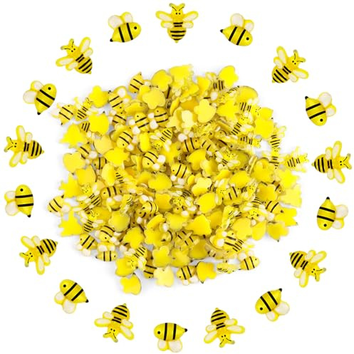 100 Stück Bienen Deko aus Harz - Insekten Deko für DIY Basteln, Scrapbook, Garten Mikro Landschaft, Party, Geburtstag & Nailart