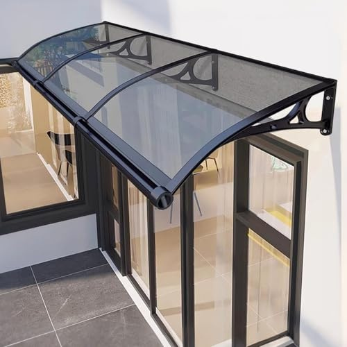 Door Awnings Exterior Rain and Snow canopy, Polycarbonate Cover Window Awnings for Door Entrance, Awning with Aluminum Bracket for Sun Shutter, UV Protection(Dark gray,24x28in/60x70cm)