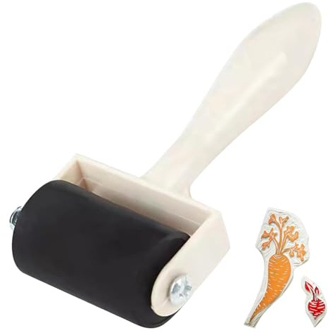 Mimoqk Rouleau Colle - Rouleau Papier Peint Manche Bois | Pinceau et Applicateur d'encre pour Scrapbooking, Impression, Papier et Création