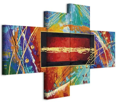 murando - Quadro Acustico Astratti Colorati 100x45 cm 4 Pezzi - Stampa su Tela Schiuma Acustica - Quadri Fonoassorbenti Decorativi Moderni - Protezione Rumori Camera da Letto Acustiche a-A-0111-b-i