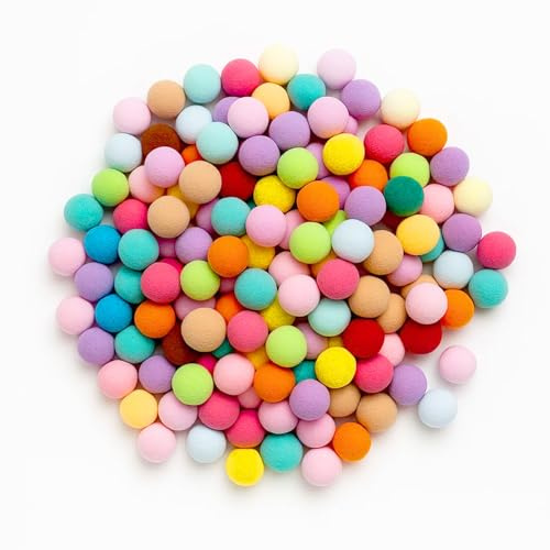 Pompons Zum Basteln, 200 Stück Bunte Filzkugeln 2,5 cm, Ideal Für Kinder Und DIY Projekte, Perfekt Für Handwerk, Dekoration Und Feinmotorik Übungen