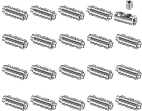 sourcing map 30Pcs Wire Rope Clips, Copper Cable Lock with 2 Hexagon Socket Screws, Cable Clamp Fastener Fit for 1-2mm Wire Rope for Home Life Construction Industry Transportation, Silver